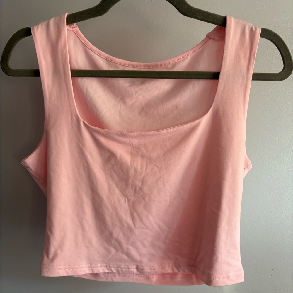 Women’s baby pink Sleeveless square neck crop top